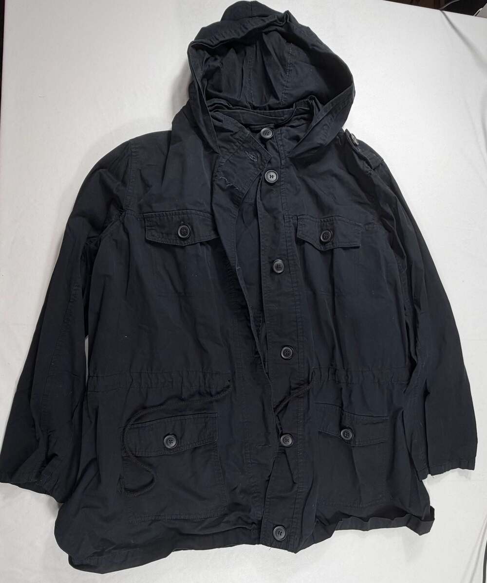 New Look Women's Black Utility Military Style Hooded Field Jacket 2X